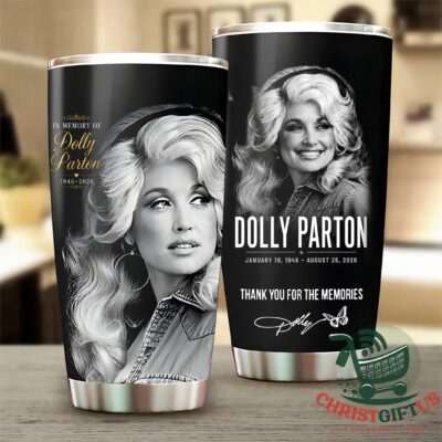 Dolly Parton In Memory Of Thank You For The Memories 1946-2026 Tumbler - two tumblers displayed