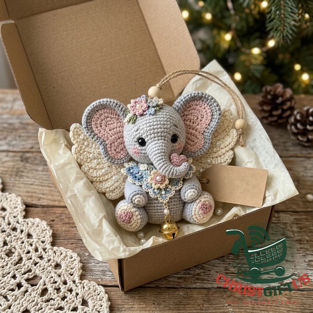 Elephant Angel Crochet Christmas Ornament 2026 Handmade – Photo 3 Elephant Angel Crochet Christmas Ornament 2026 Handmade - photo 3