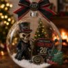 Five Finger Death Punch 20th Anniversary Globe Ornament - front view with skull performer and band plaque