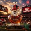 Georgia Bulldogs 135th Anniversary Whiskey Decanter - detailed view on football field with stadium background