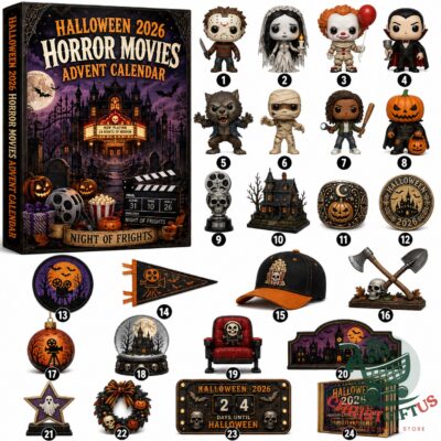 Halloween Horror Movies 2026 Advent Calendar - front view displaying the calendar box and 24 horror-themed