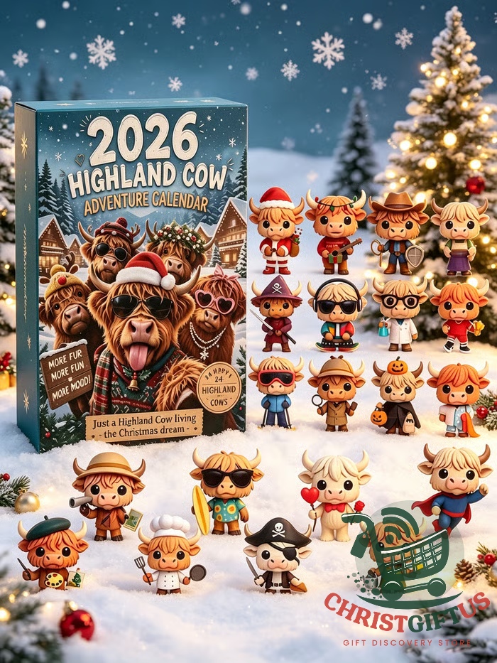 Highland Cow 2026 Advent Calendar Blind Box - full set with calendar and figures