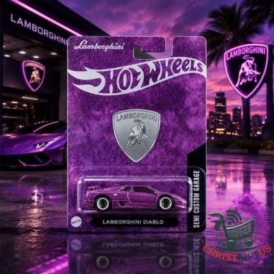 Hot Wheels Lamborghini Diablo Garage Metallic Purple Diecast Car - full product in packaging