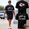 Kansas City Chiefs God Is Everywhere T-Shirt - front and back views with model display