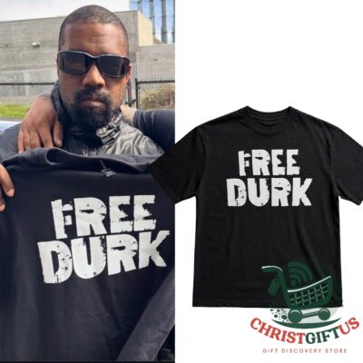 Kanye West Free Durk T-Shirt 2026 - front view showing distressed white lettering and lower graphic