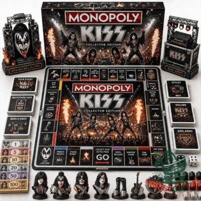 KISS 2026 Monopoly Board Game - complete game setup with pieces