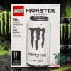 LEGO Monster Energy Ultra White Can Buildable Building Toy Set - box showing buildable can and actual can
