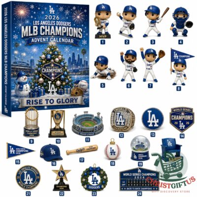 Los Angeles Dodgers 2026 MLB Champions Advent Calendar and various merchandise