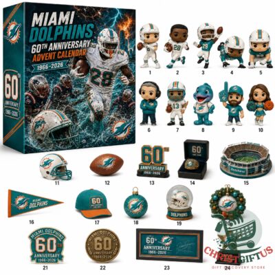 Miami Dolphins 60th Anniversary 2026 Advent Calendar - full collection of team figurines and merchandise
