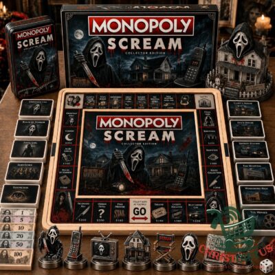 Monopoly Scream Collector Edition Board Game - full set display