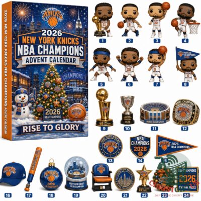New York Knicks NBA Champions 2026 Advent Calendar - full display of calendar and mini collectibles