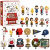 Peanuts 75th Anniversary Advent Calendar box with all 24 collectible items displayed