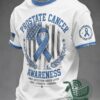 Prostate Cancer Awareness Early Detection Saves Lives T-Shirt - front view on a grey background