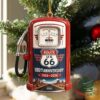 Route 66 100th Anniversary 1926-2026 Christmas Ornament - hanging on a frosted Christmas tree