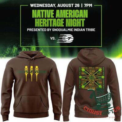 Seattle Storm Native American Heritage Night Hoodie - front view with three yellow motifs
