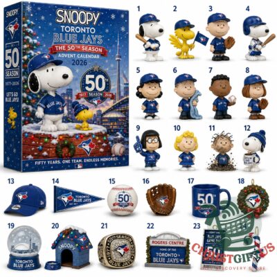 Snoopy Toronto Blue Jays The 50th Season Advent Calendar 2026 - full product display with various collectibles