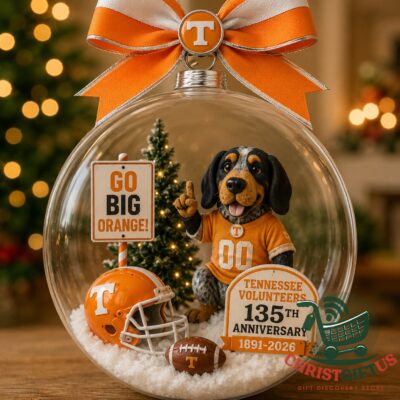 Tennessee Volunteers 135th Anniversary 1891-2026 Ornament - full view with festive background
