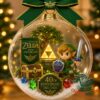 The Legend of Zelda 40th Anniversary 2026 Ornament - full view with festive background lights