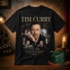 Tim Curry 1946-2026 Tribute T-Shirt - front view showing portrait collage and gold lettering