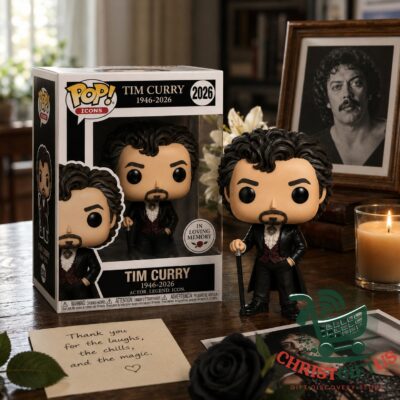 Tim Curry 2026 Memorial Tribute Funko Pop - boxed figure beside loose display figure