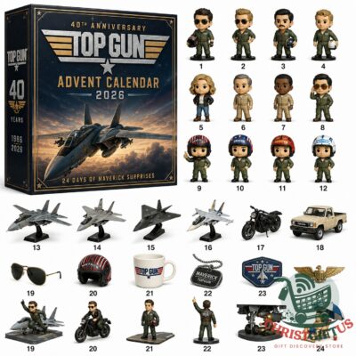 Top Gun 40th Anniversary Advent Calendar 2026 - full display of calendar box and all 24 collectible items