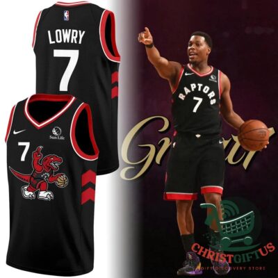 Toronto Raptors Kyle Lowry #7 Basketball Jersey - front and back views with player image