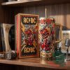 AC/DC High Voltage Demon Guitar Tumbler With Handle - front view with demon guitarist artwork, handle, and