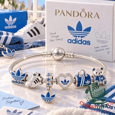 Adidas 2026 Charm Silver Bracelet Set - bracelet with assorted blue and silver charms