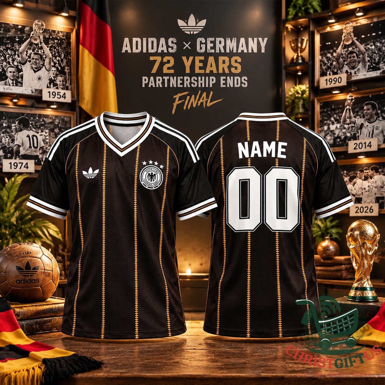 Adidas x Germany 72 Years Partnership Ends Final Football Jersey - front and back views