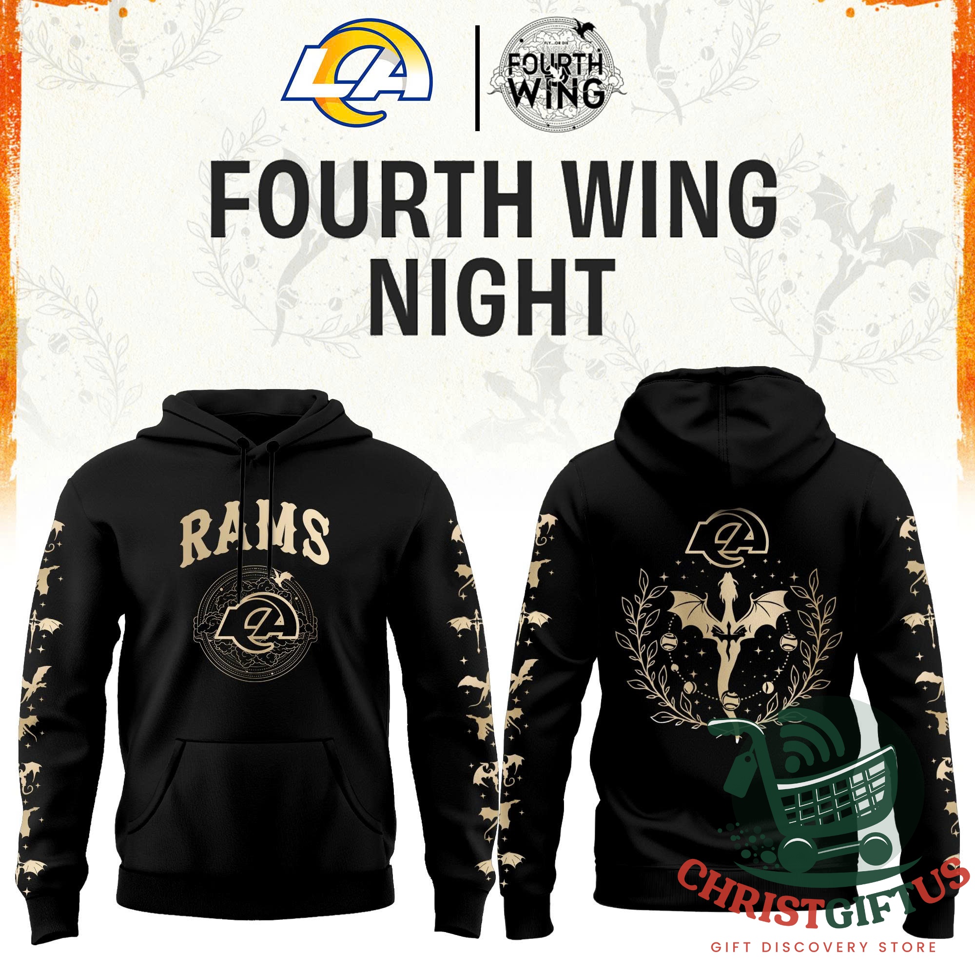 All Team NFL x Fourth Wing Night 2026 Hoodie - front and back views with Indianapolis Colts design