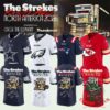 The Strokes 2026 football jerseys shown in four NFL team colorways