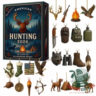 American Hunting 2026 24 Days Advent Calendar - front box and hanging ornaments
