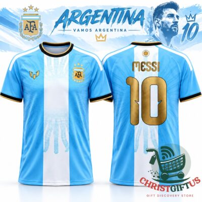 Argentina Lionel Messi Farewell LAST MATCH Football Jersey - front and back views