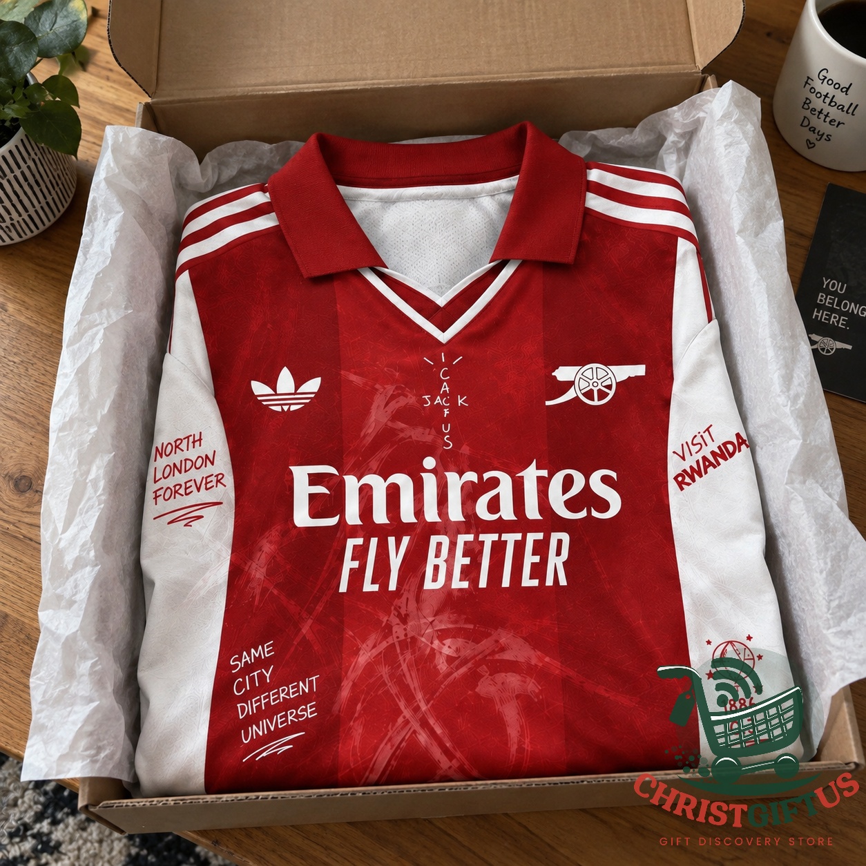Arsenal x Cactus Jack North London Forever Polo Jersey – Photo 4 Arsenal x Cactus Jack North London Forever Polo Jersey - photo 4