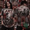 Art the Clown Smile Chaos Is in Town Halloween T-Shirt - front and back views