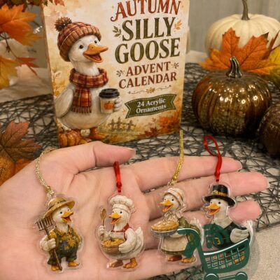 Autumn Silly Goose Advent Calendar 2026 - front box with four goose ornaments