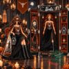 Barbie Texas Longhorns Halloween 2026 Figure - front view beside illustrated collector case