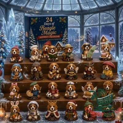 Beagle 24 Days of Beagle Magic Advent Calendar 2026 - front box and numbered figurines displayed