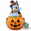 Bluey Halloween 2026 Witch Candy Bucket - front view with Bluey, ghost, and pumpkin details