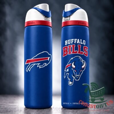 Buffalo Bills Billy Buffalo 2026 Water Bottle - front and reverse views with team graphics