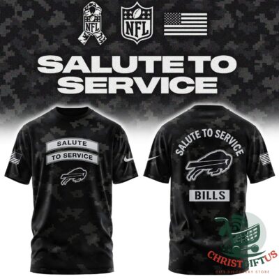 Buffalo Bills Salute to Service 2026 T-Shirt - front and back views