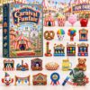 Carnival Funfair 24 Acrylic Ornaments Advent Calendar 2026 - front view with carnival ornament display