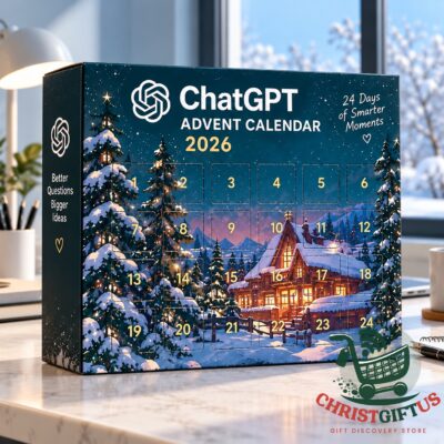 ChatGPT 2026 Advent Calendar - front view with numbered doors and winter village
