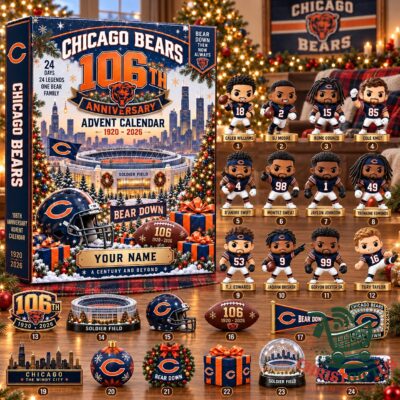 Chicago Bears 106th Anniversary Advent Calendar - front box with numbered football-themed compartments
