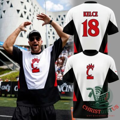 Cincinnati Bearcats Kelce 18 Football Jersey - front and back jersey views