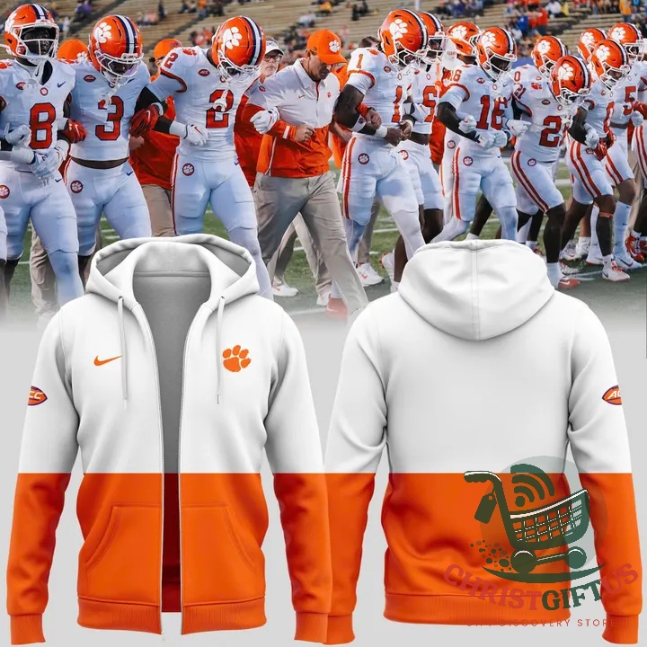 Clemson Tigers Coach Dabo Swinney Zip Hoodie 2026 - front and back views displayed together