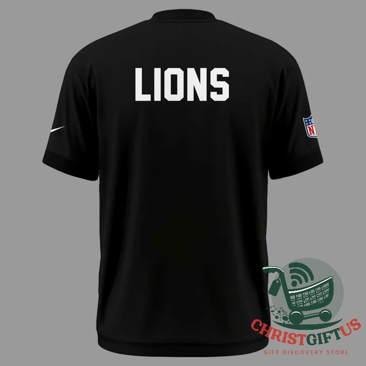 Detroit Lions shirt shown flat with sleeve details visible