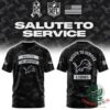Detroit Lions Salute to Service 2026 T-Shirt - front and back views with camouflage graphics