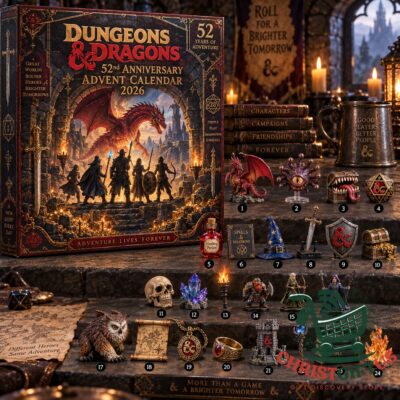 Dungeons & Dragons 52nd Anniversary 2026 Advent Calendar - front box with numbered fantasy collectibles