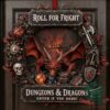 Dungeons & Dragons Halloween 2026 Decorative Wreath - front view with dragon, dice, weapons, and skull